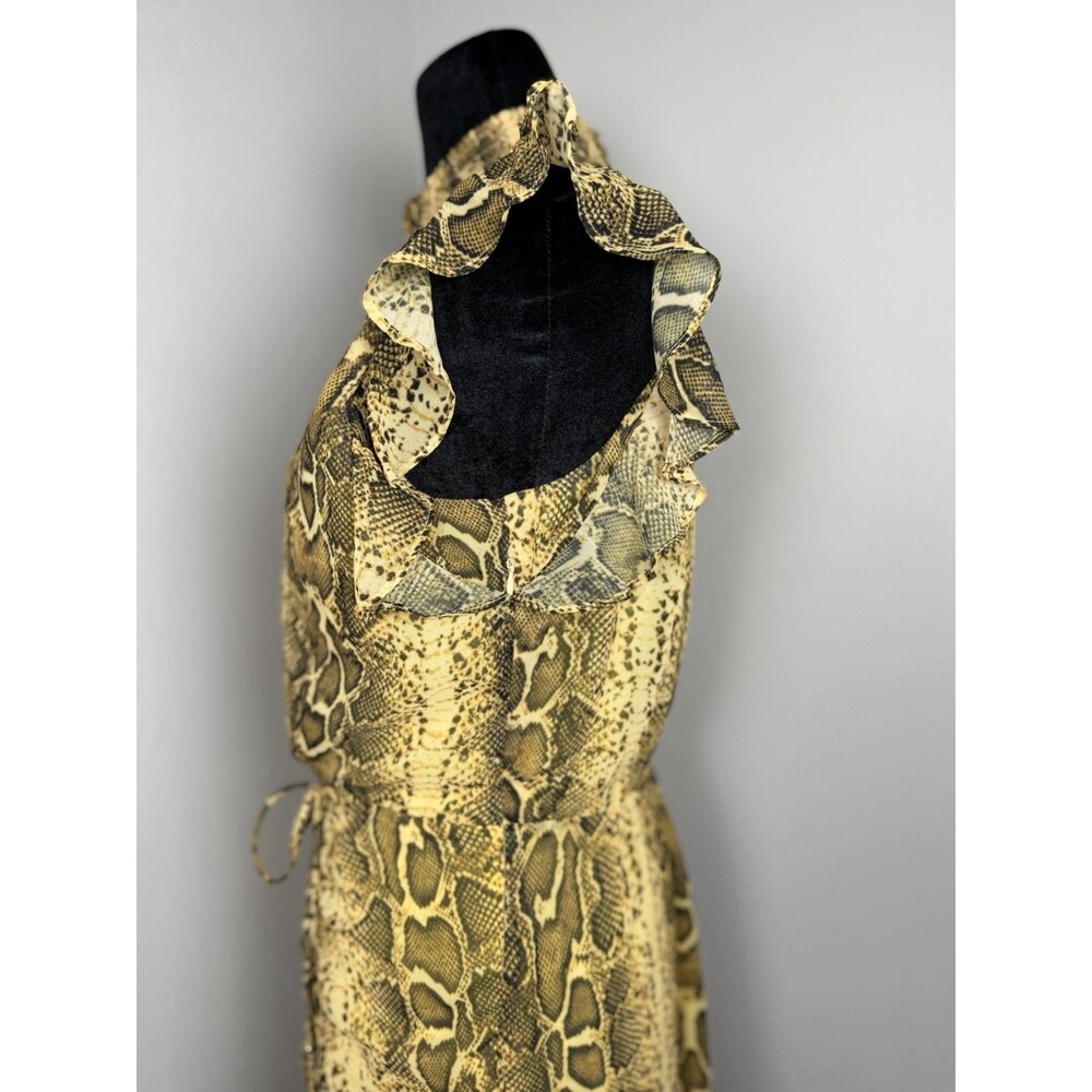 Sam Edelman Snake Print Ruffle Dress Size 10 NWT Yellow Multi - Picture 14 of 16